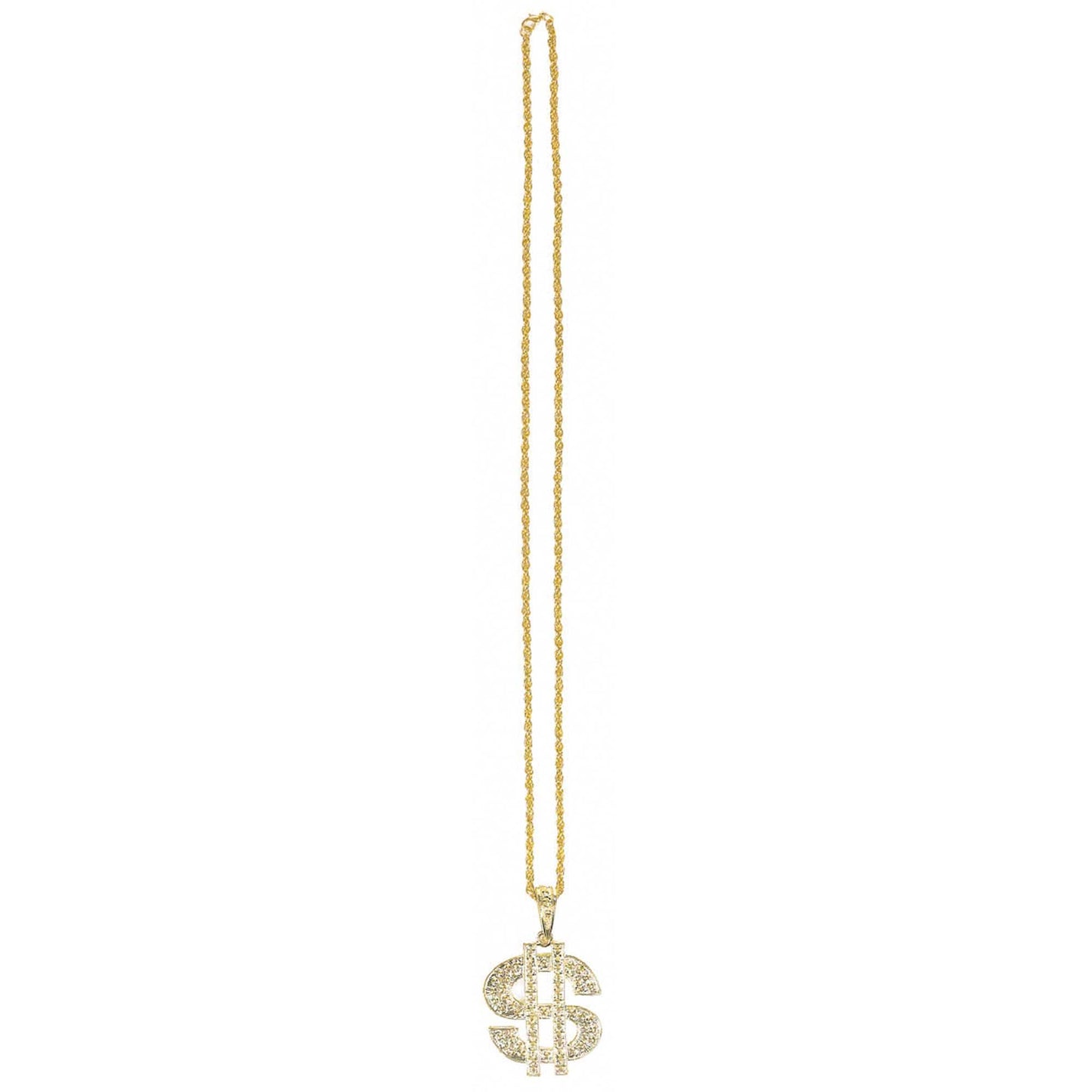 Casino Place Your Bets Gold Dollar Sign Plastic Necklace