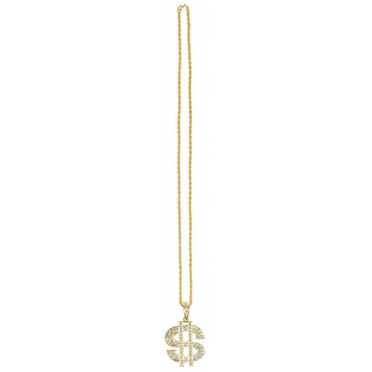 Casino Place Your Bets Gold Dollar Sign Plastic Necklace