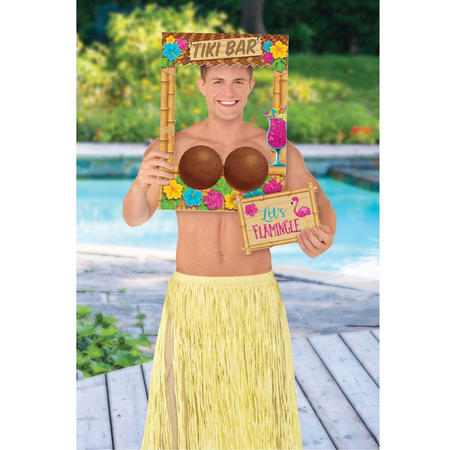 Summer Luau Tiki Bar Coconut Bra Glittered Photo Prop & Cutout