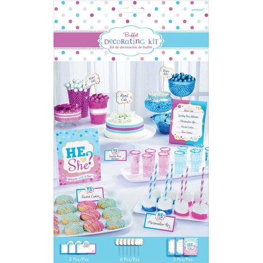 Girl or Boy? He or She? Gender Reveal Buffet Table Decorating Kit Gender Reveal