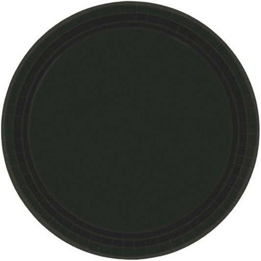 Paper Plates 17cm Round 20CT - Jet Black