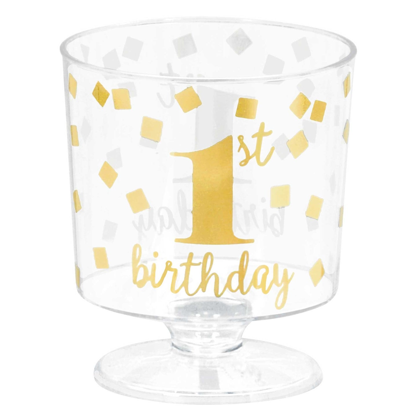 1st Birthday Hot-Stamped Tiny Pedestal Clear Cup (Pack of 30)