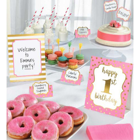 1st Birthday Girl Buffet Table Decoration Kit