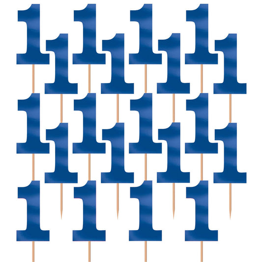 1st Birthday Boy Blue Number One Foil Picks (Pack of 36)