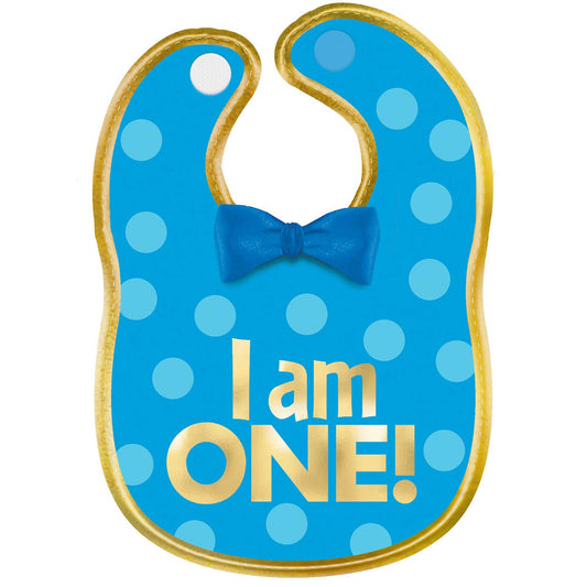 1st Birthday Blue Fabric Bib