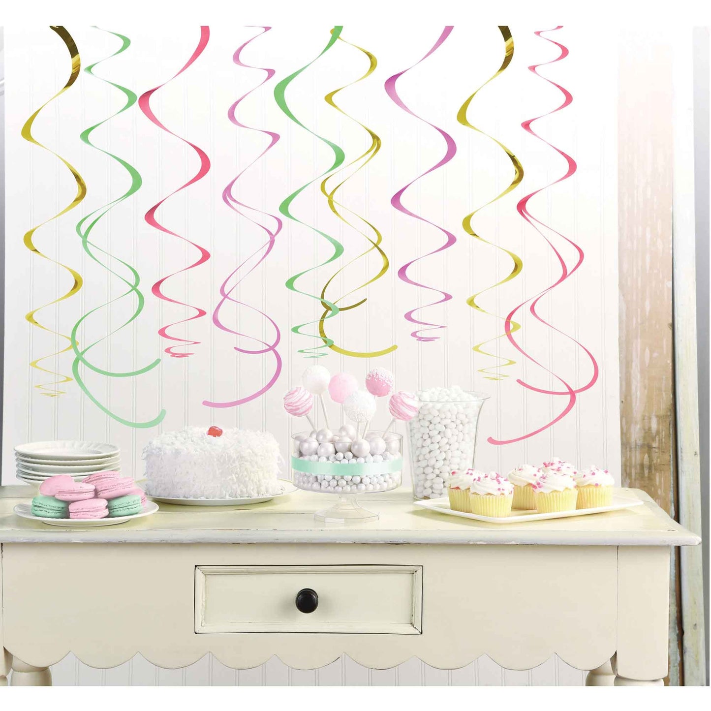 Pastel Swirl Decorations Pastel Colours & Gold Foil