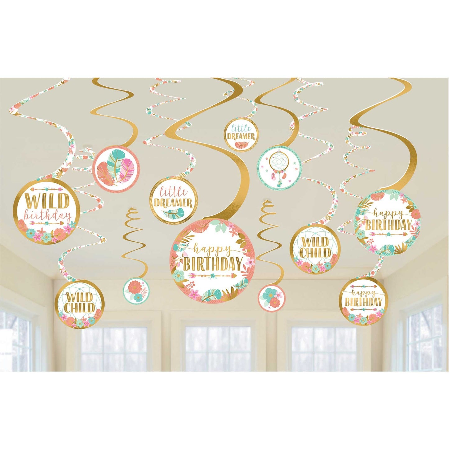 Boho Birthday Girl Spiral Decoration Value Pack