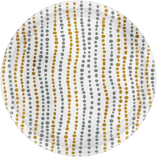 Modern Dot 10"/26cm Paper & Metallic Gold & Silver Round Plates