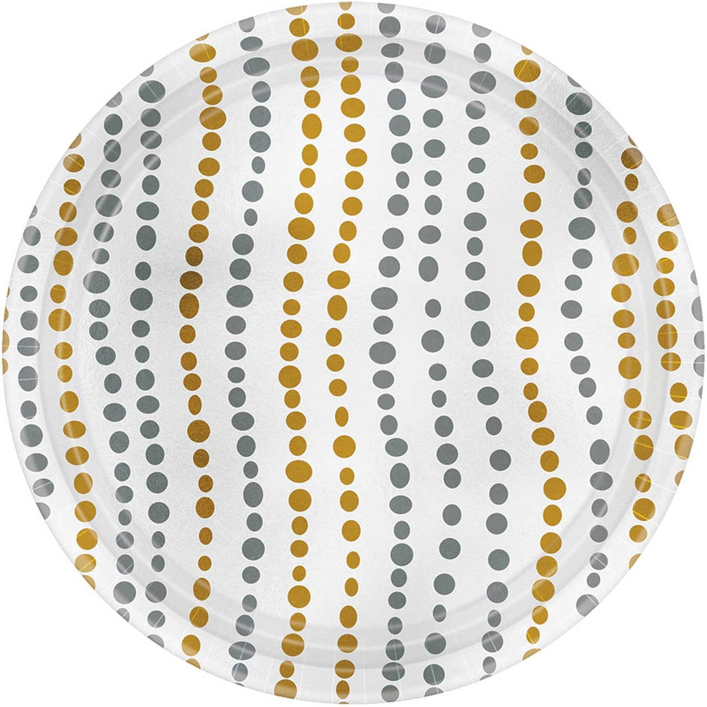 Modern Dot 17cm Paper & Metallic Gold & Silver Round Plates