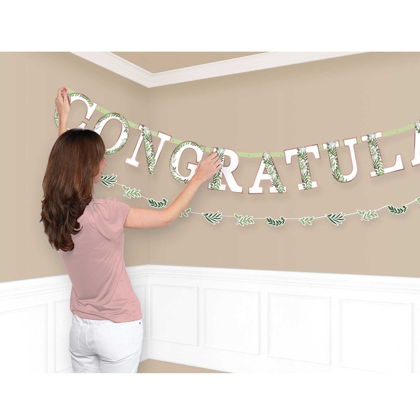 Love and Leaves Congrats Jumbo Letter Banner Kit