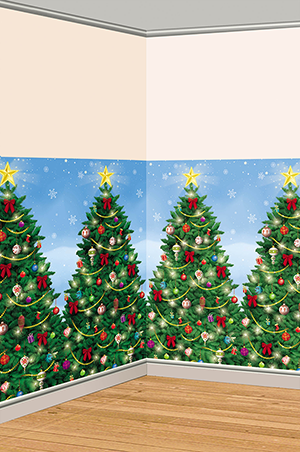 Christmas Evergreen Trees Scene Setter Room Roll