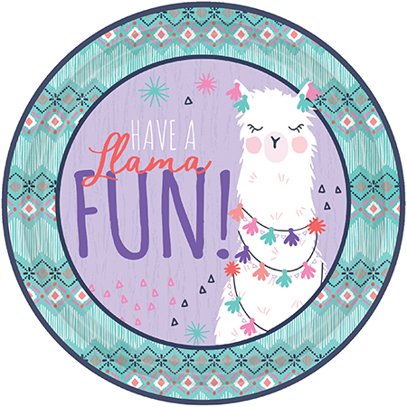 Llama Fun 23cm Round Paper Plates