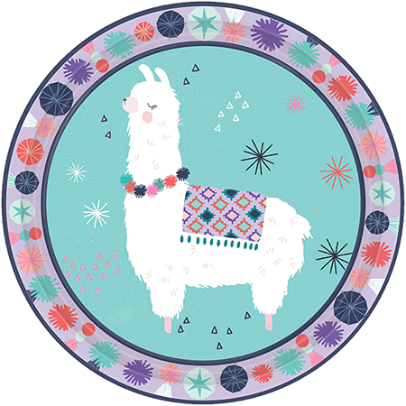 Llama Fun 17cm Round Paper Plates