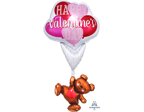 Multi-Balloon Giant Happy Valentine's Day Floating Bear