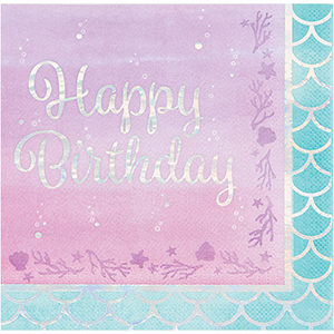 Mermaid Shine Iridescent Lunch Napkins Happy Birthday