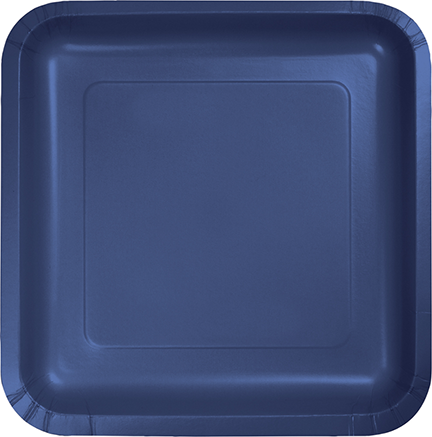 Navy Blue Square Dinner Plates Paper 23cm