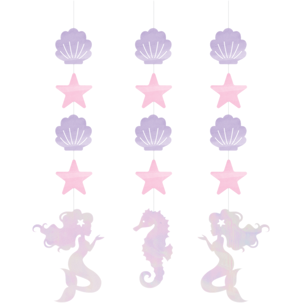 Mermaid Shine Iridescent Hanging String Cutouts 57cm