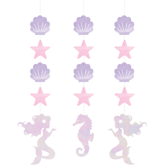 Mermaid Shine Iridescent Hanging String Cutouts 57cm