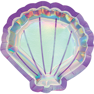 Mermaid Shine Iridescent Shaped Shell Dinner Plates 22cm