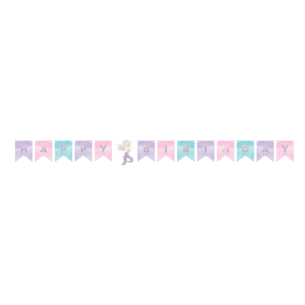 Mermaid Shine Iridescent Happy Birthday String Banner 15cm x 1.63m