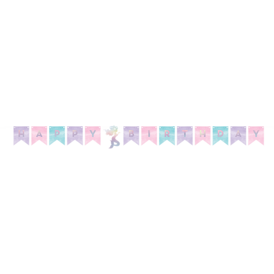 Mermaid Shine Iridescent Happy Birthday String Banner 15cm x 1.63m