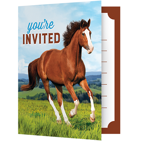 Horse and Pony Invitations Foldover Style 10cm x 12cm