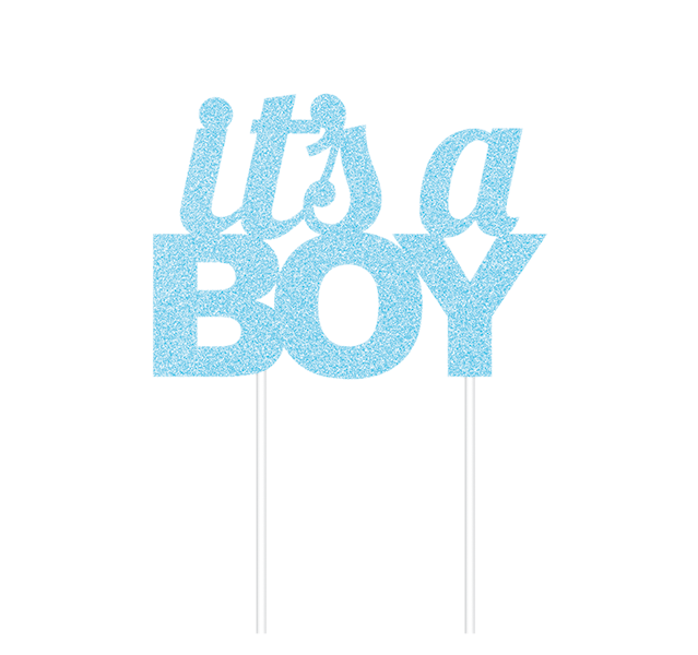 Cake Topper it's a BOY Blue Glittered