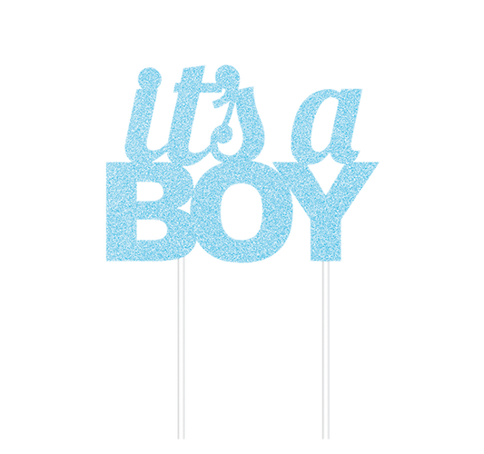 Cake Topper it's a BOY Blue Glittered