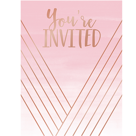 Rose All Day Invitations Postcard Style Rose Gold Foil 11cm x 15cm