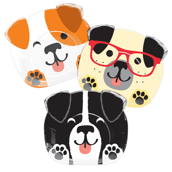 Dog Party Dinner Shaped Plates Paper 22cm Assorted Designs