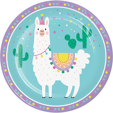 Llama Party Dinner Plates Paper 22cm