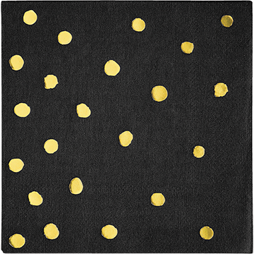 Touch of Colour Black Velvet & Gold Foil Dots Beverage Napkins