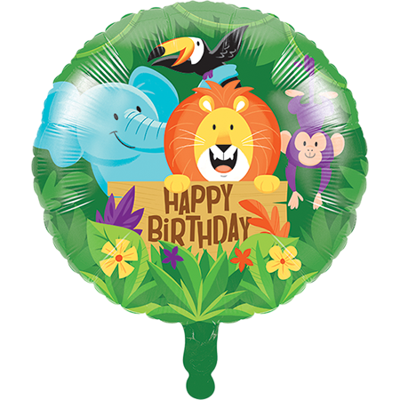 45cm Jungle Safari Foil Happy Birthday Balloon