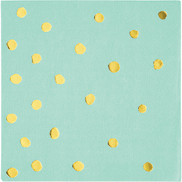 Touch of Colour Fresh Mint & Gold Foil Dots Beverage Napkins