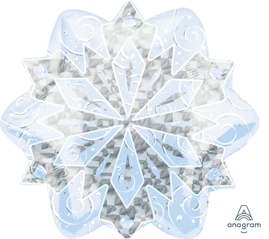 Junior Shape Holographic White & Silver Christmas Snowflake