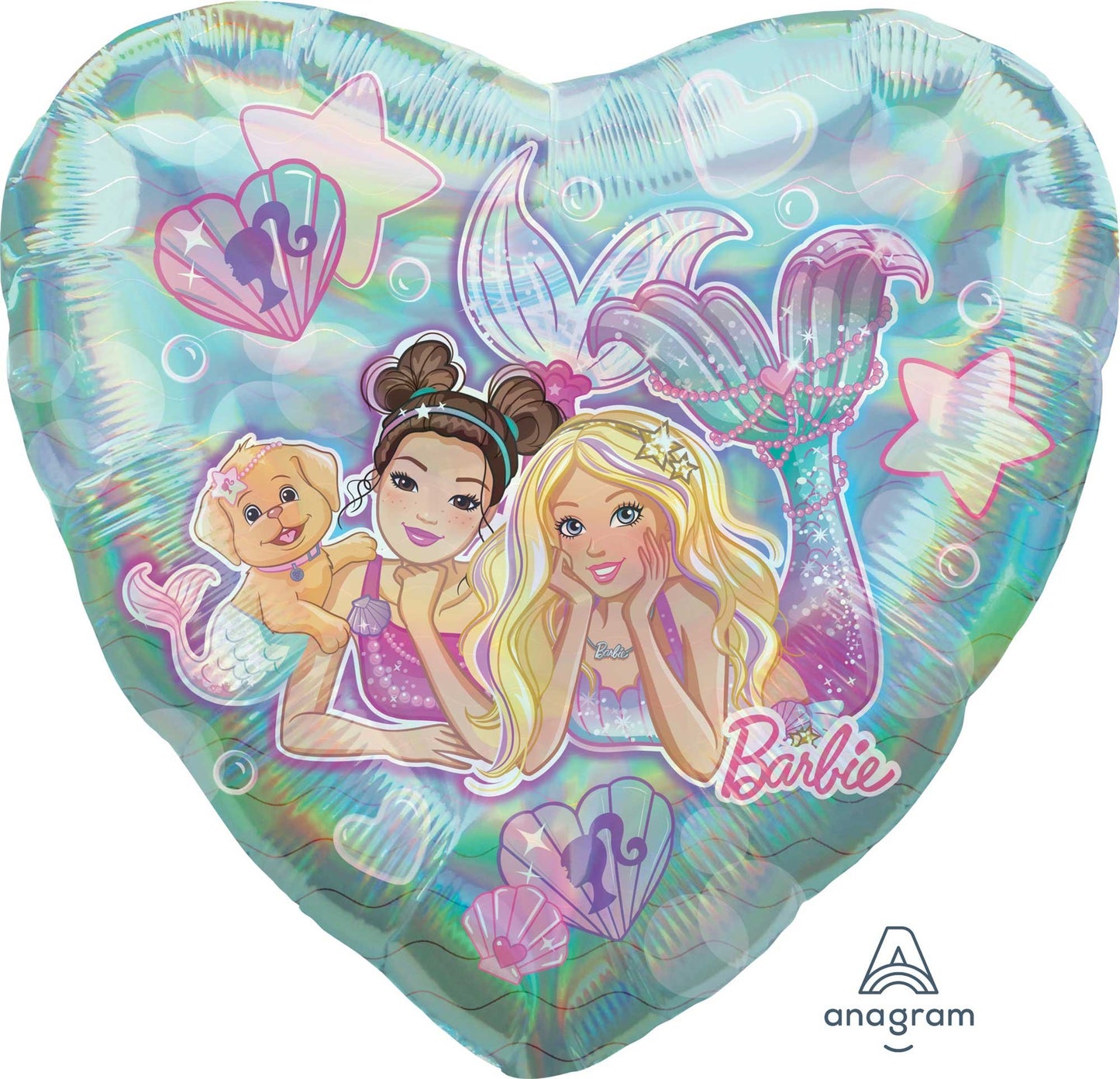 Jumbo Holographic Mermaid Barbie Heart Balloon