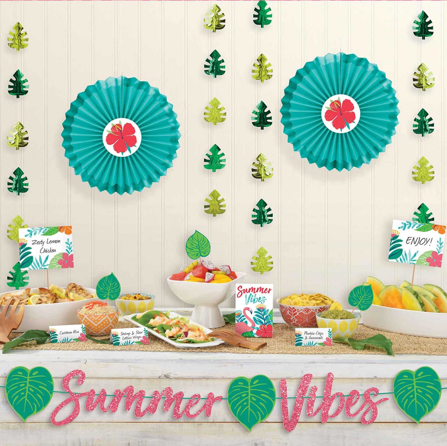 Tropical Jungle Summer Deluxe Buffet Decorating Kit