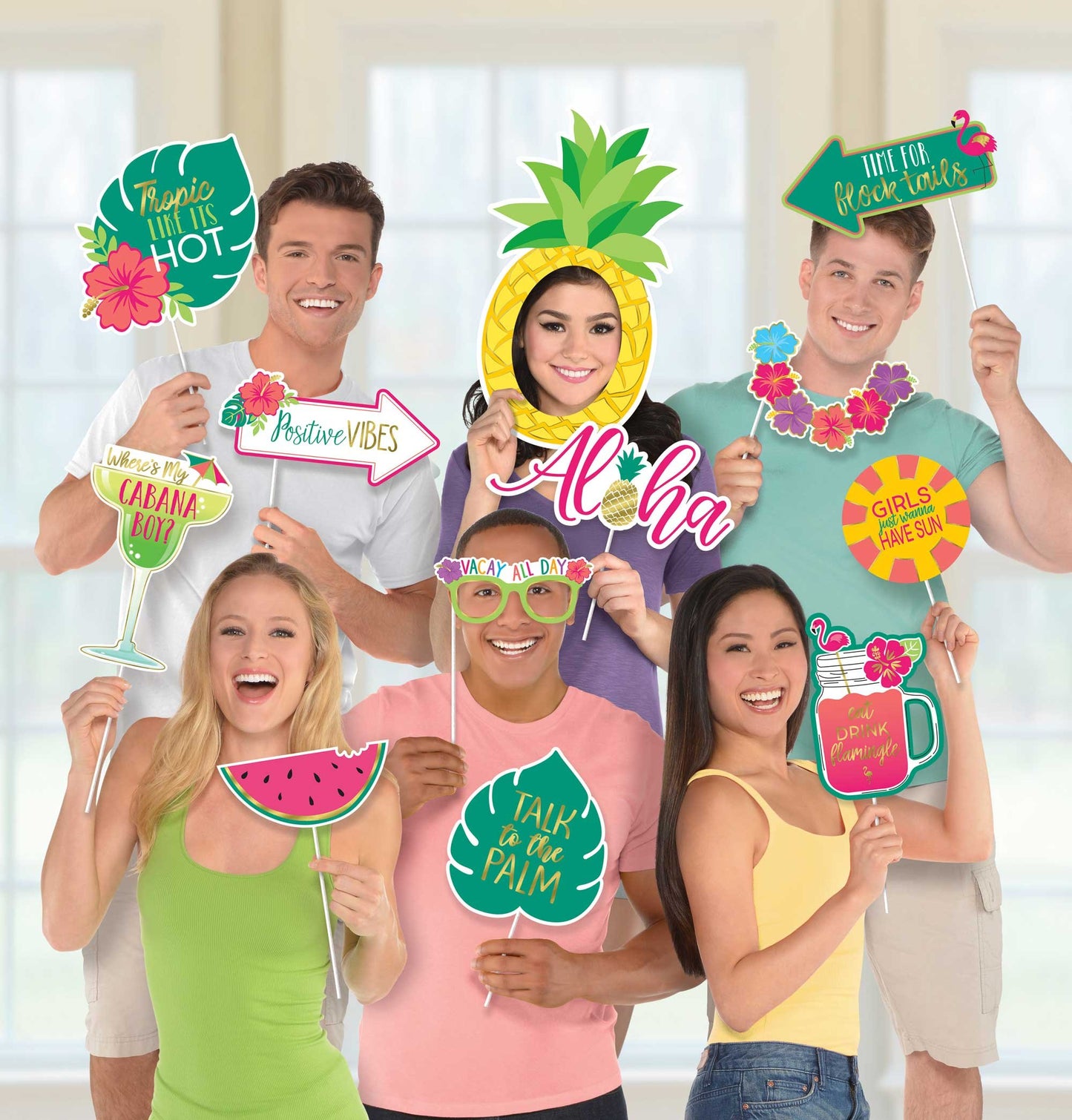 Tropical Aloha Luau Jumbo Photo Prop Kit (Pack of 12)