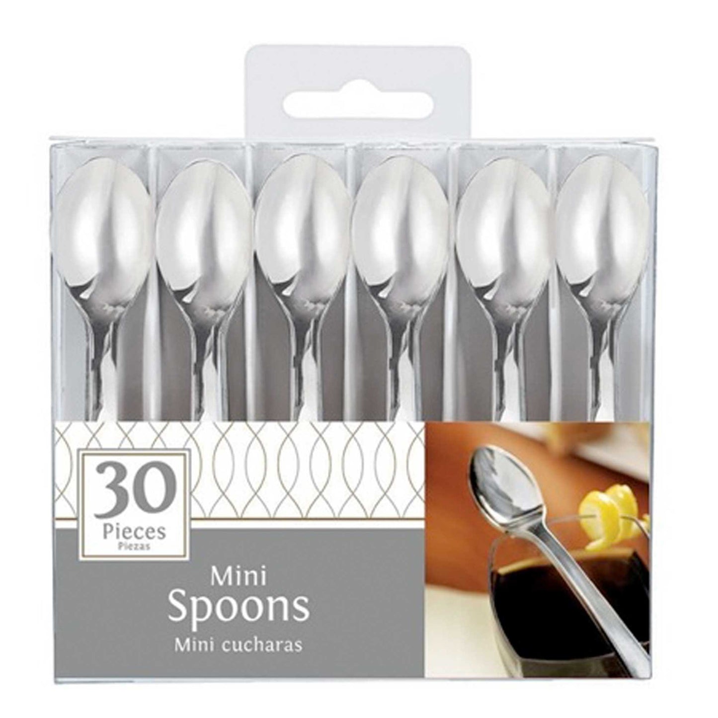 Mini Catering Spoons Silver Plastic 4"/ 10cm