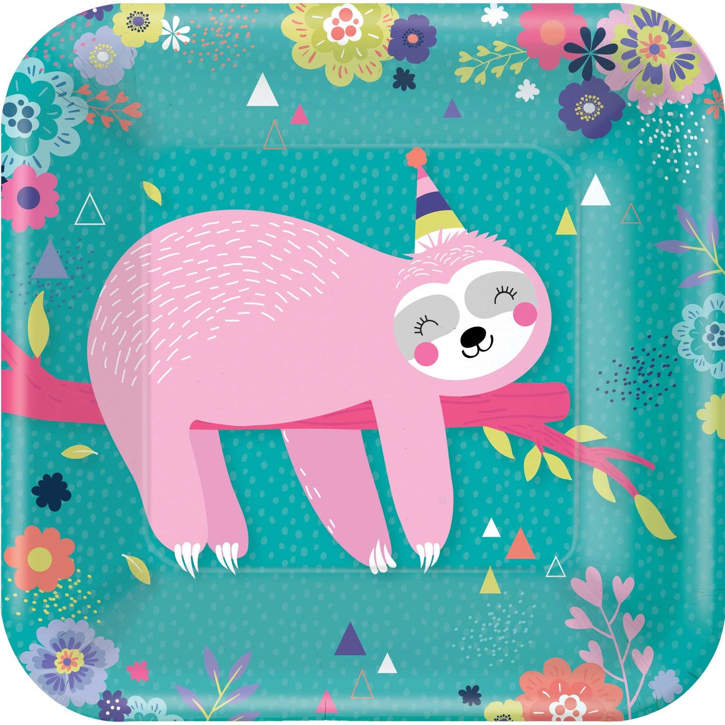 Sloth 23cm Square Paper Plates