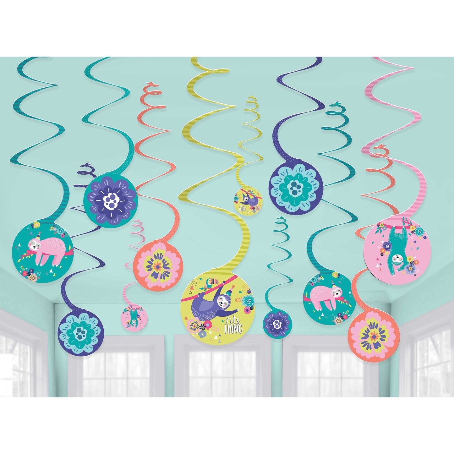 Sloth Spiral Hanging Decorations Value Pack