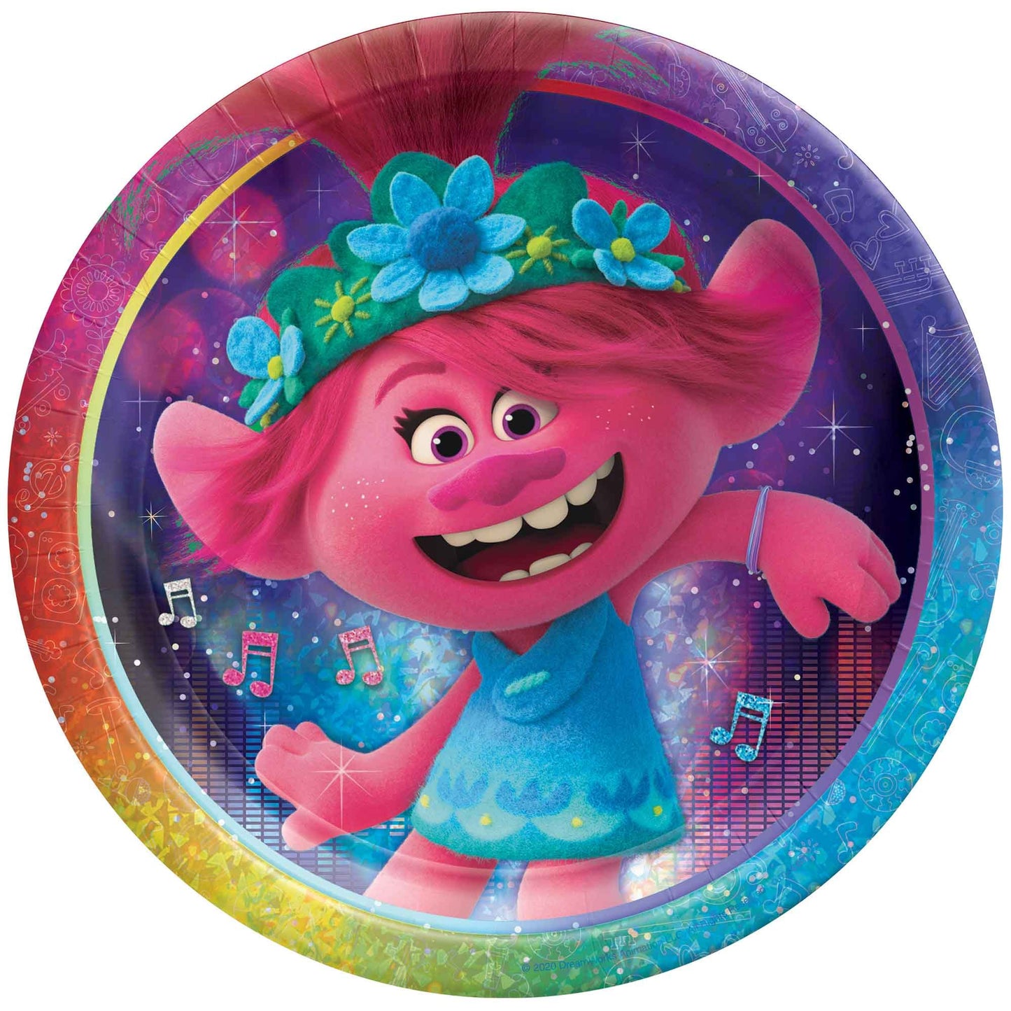 Trolls World Tour 23cm Round Prismatic Paper Plates