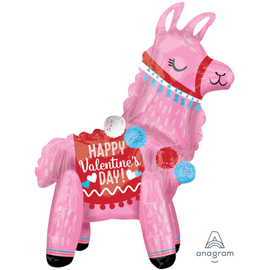 CI: Multi-Balloon Happy Valentine's Day Standing Llama