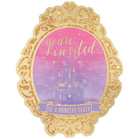 Disney Princess Once Upon A Time Deluxe Glittered Invitations