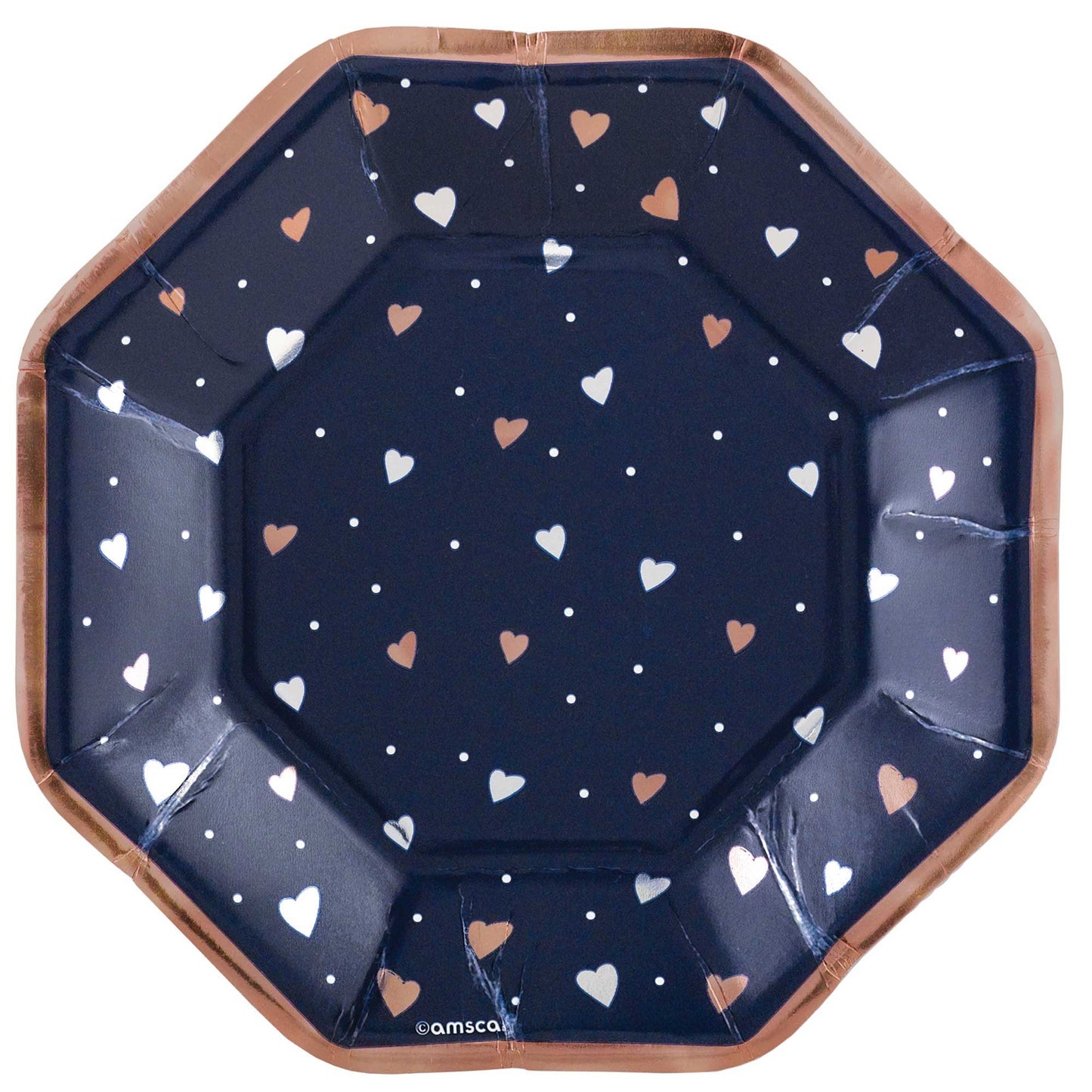 Navy Bride 17cm Octagonal Metallic Paper Plates