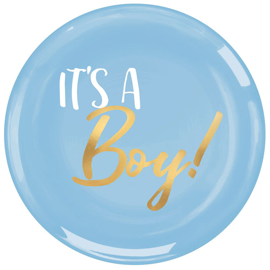 Baby Shower Boy 19cm Plastic Plates Hot Stamped