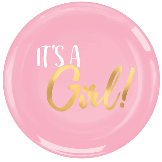 Baby Shower Girl 19cm Plastic Plates Hot Stamped