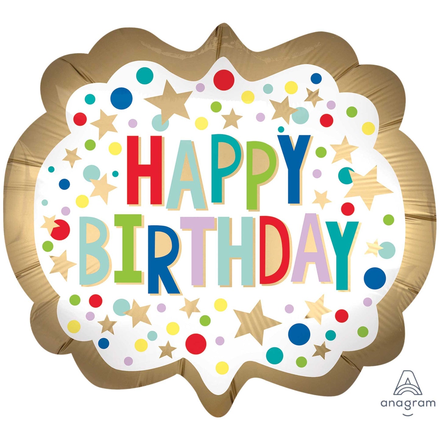 SuperShape Gold Satin Marquee Dots Happy Birthday