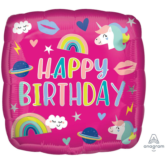 45cm Standard HX Happy Birthday Unicorn Trendy Icons