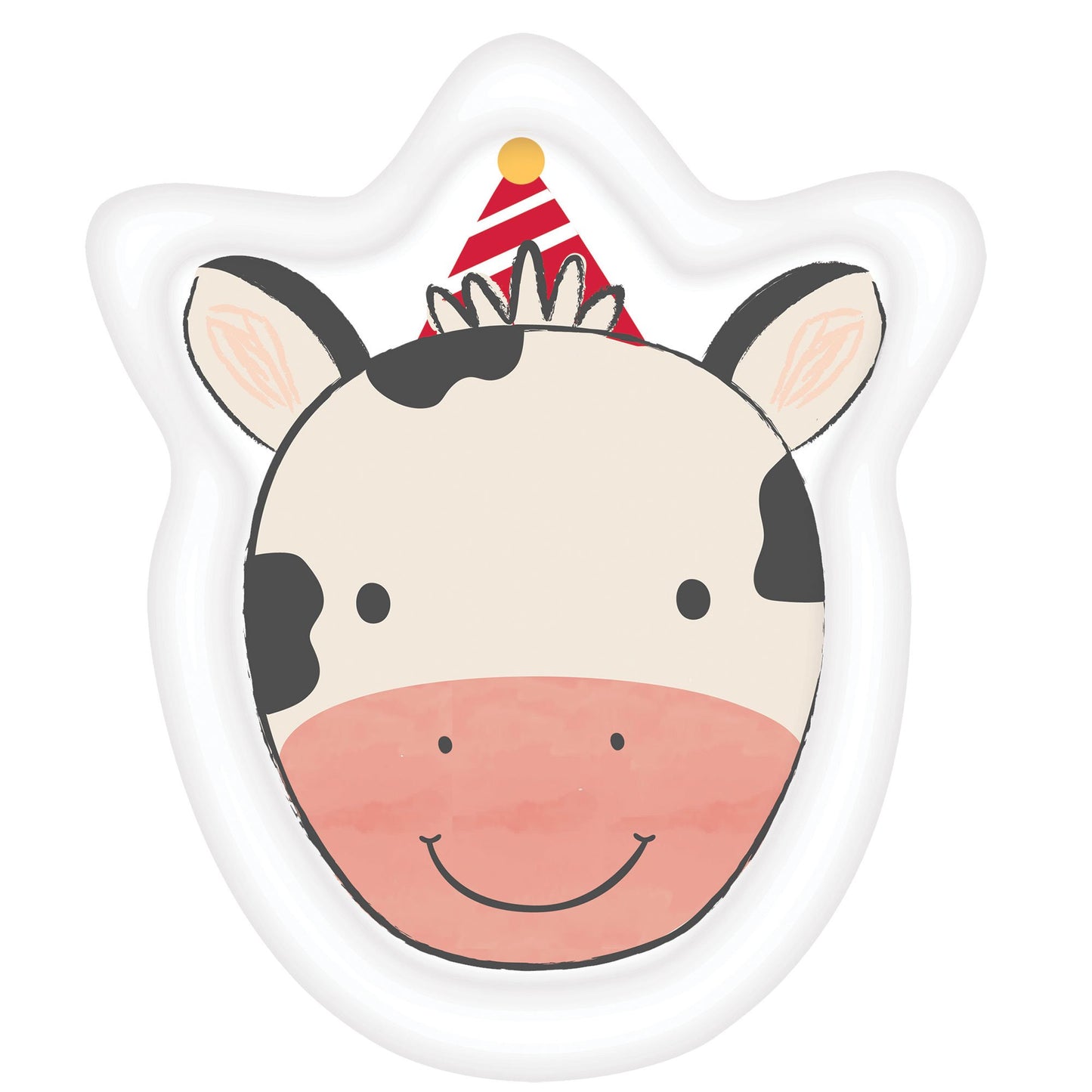 Barnyard Birthday Cow Shaped Paper Party Plates (Pack of 8)